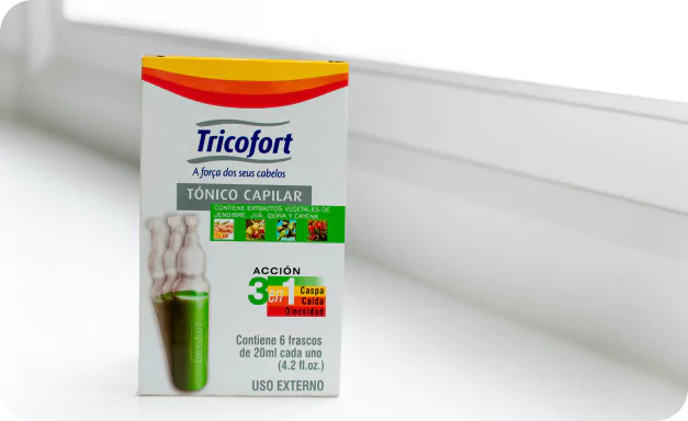 Tônico Capilar Tricofort Ação 3 em 1 - produto pioneiro lançado em 1979 com foco em crescimento e fortalecimento capilar